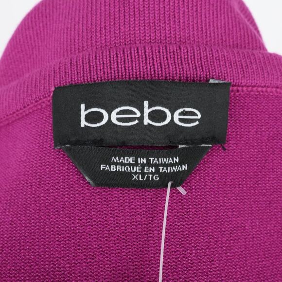 Bebe Sweater Womens XL Pink Sequins Stretch Knit Tunic V-neck Open Back New - Picture 4 of 16